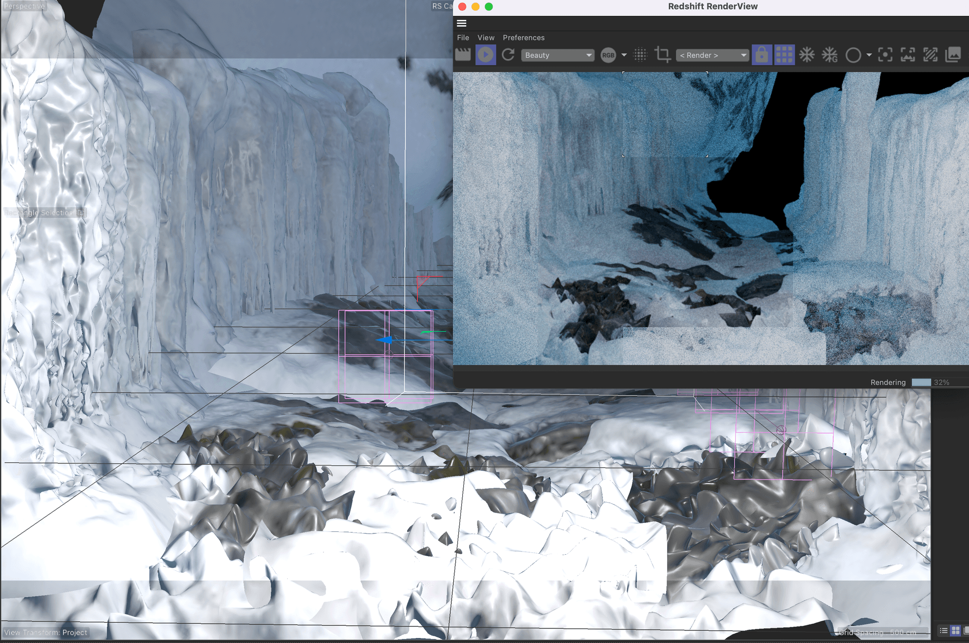 WIP shot of disintegration exploration 2 in Cinema4D (liquid)