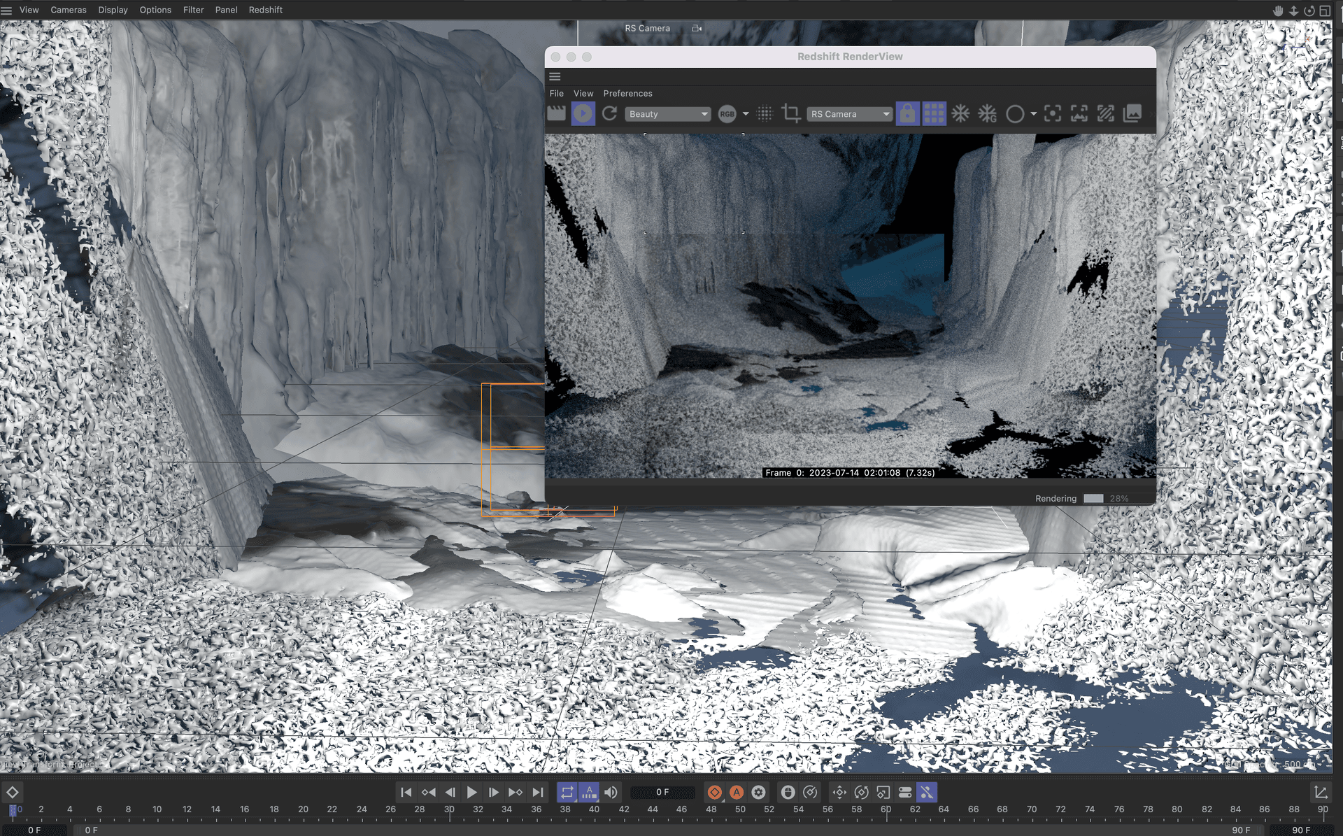 WIP shot of disintegration exploration 2 in Cinema4D (particle)