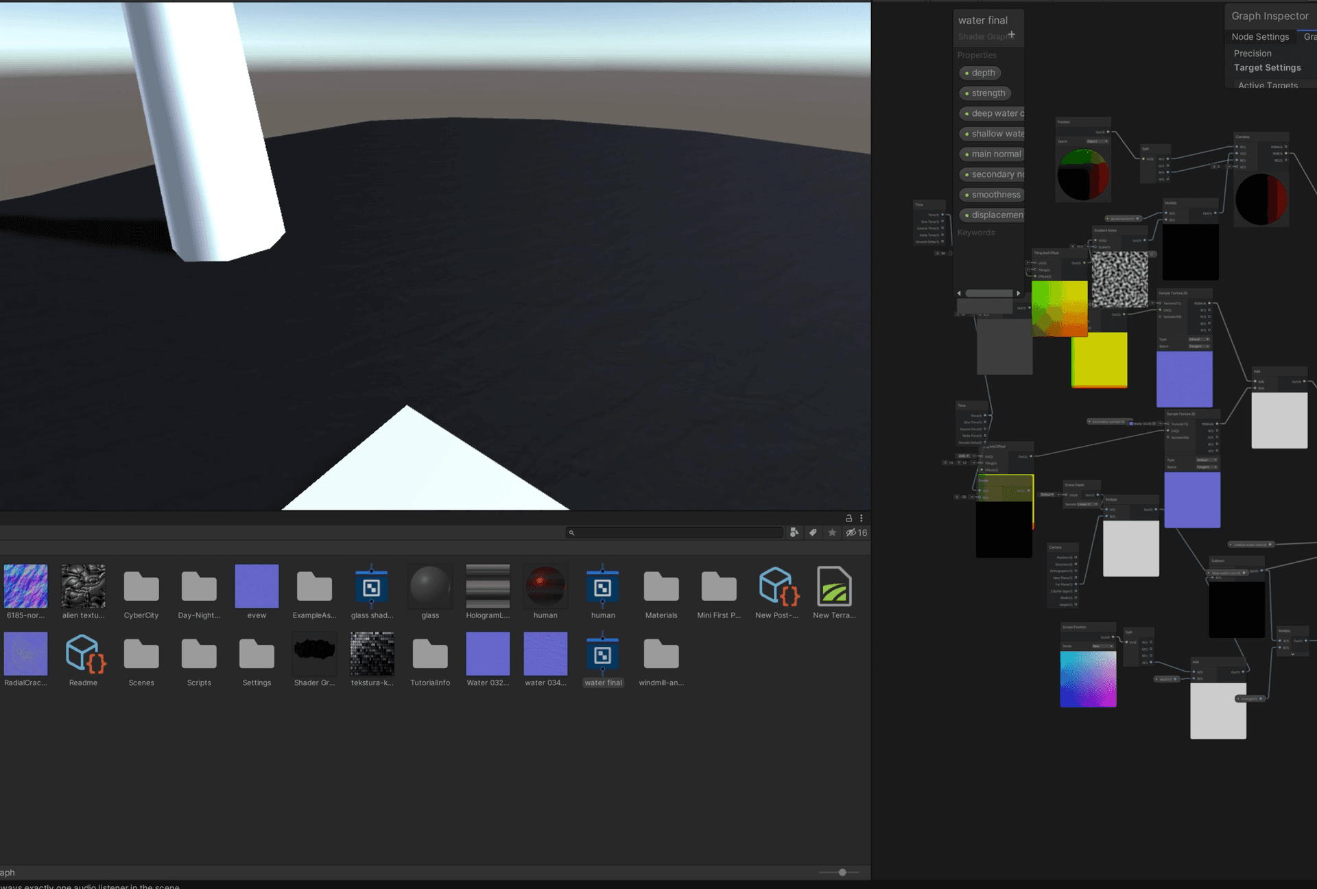 A screenshot of the shader graph for the water