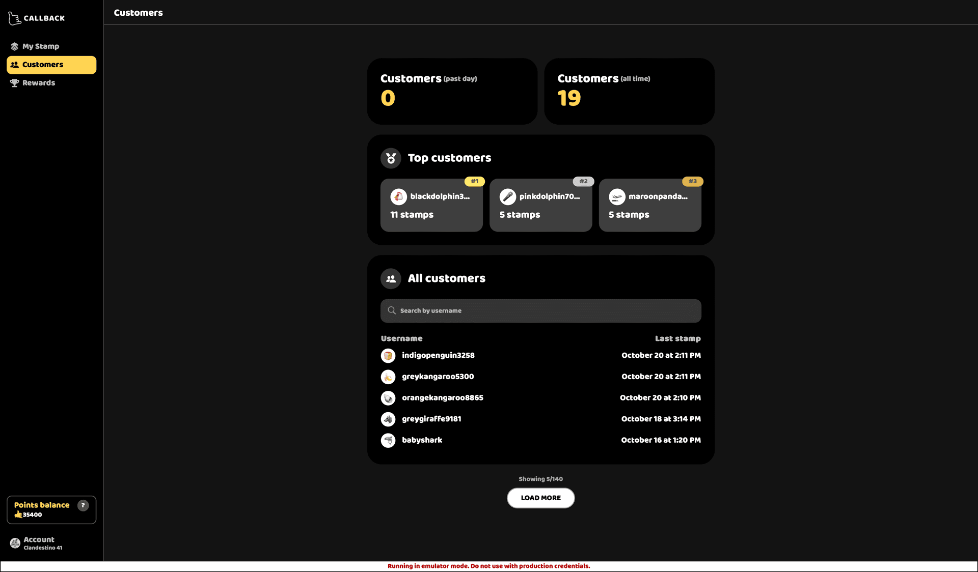 Operator-side Customers tab, one of three. We kept the operator side lean instead of letting it sprawl to fifteen.