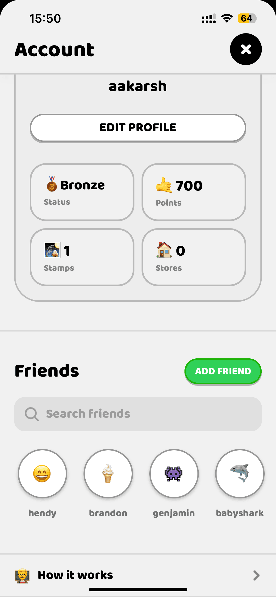 In-app profile and friends components