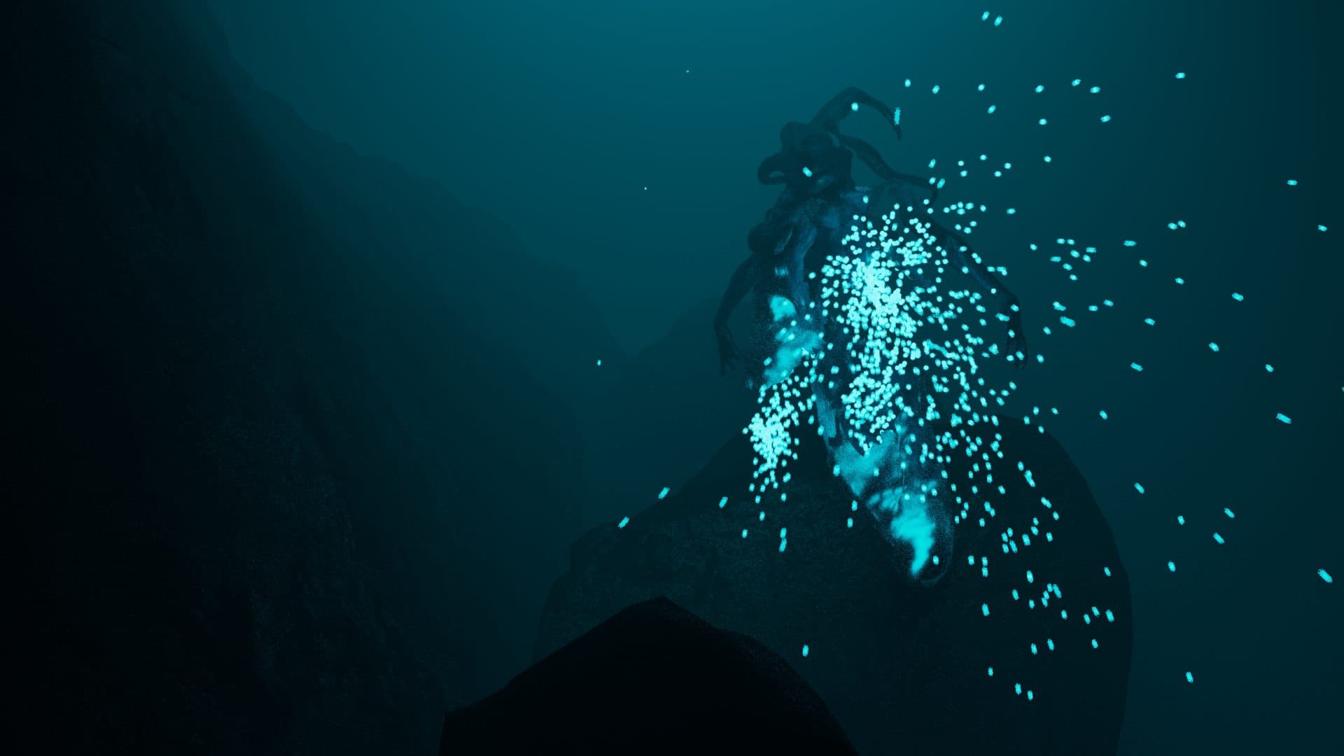 Particles escaping after statue opens