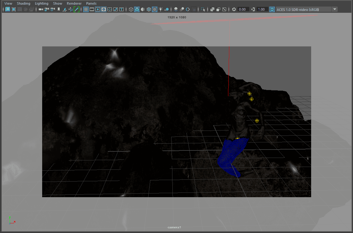 WIP shot of setting up statue environment