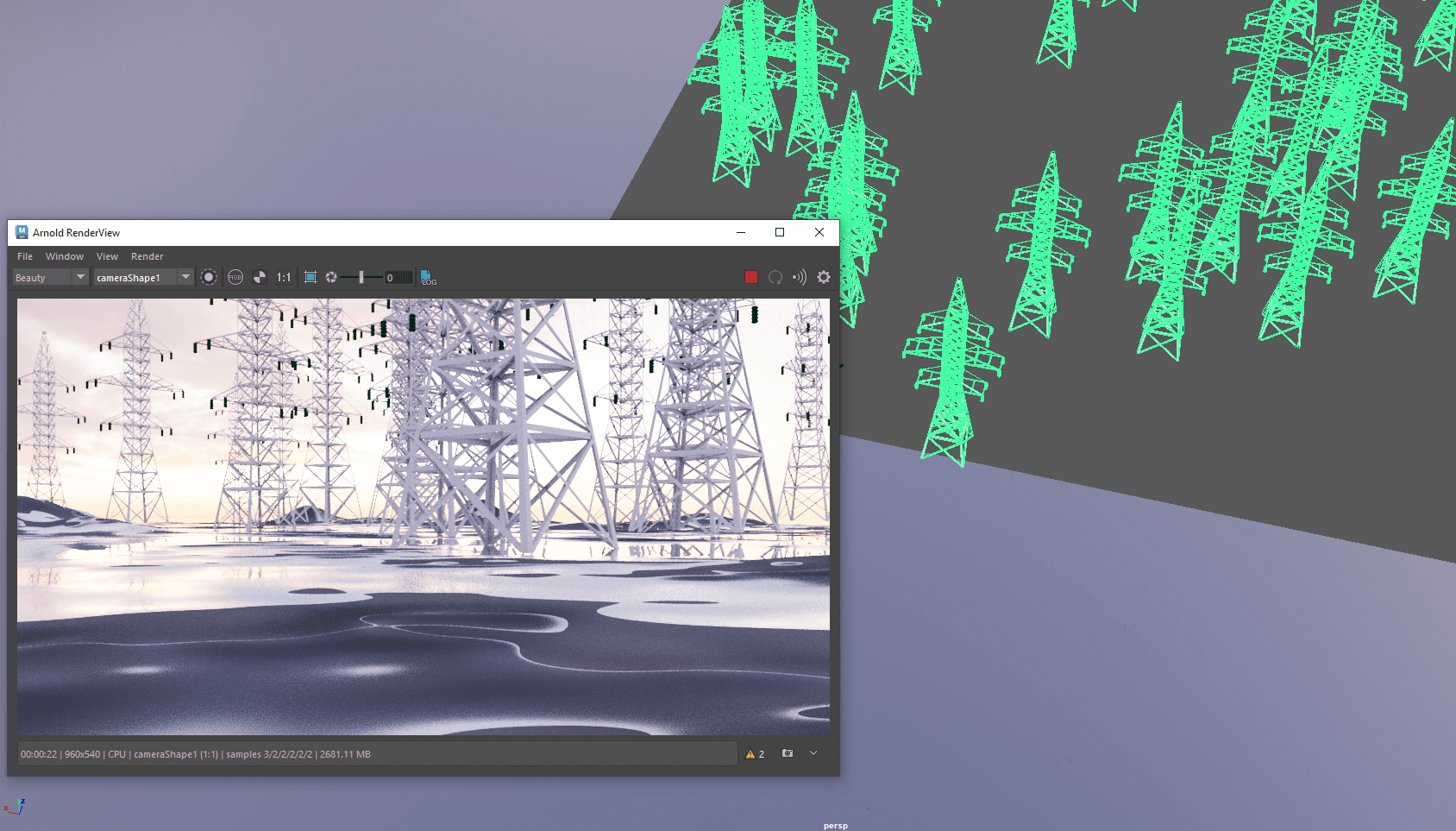 WIP environment scene set-up / early render