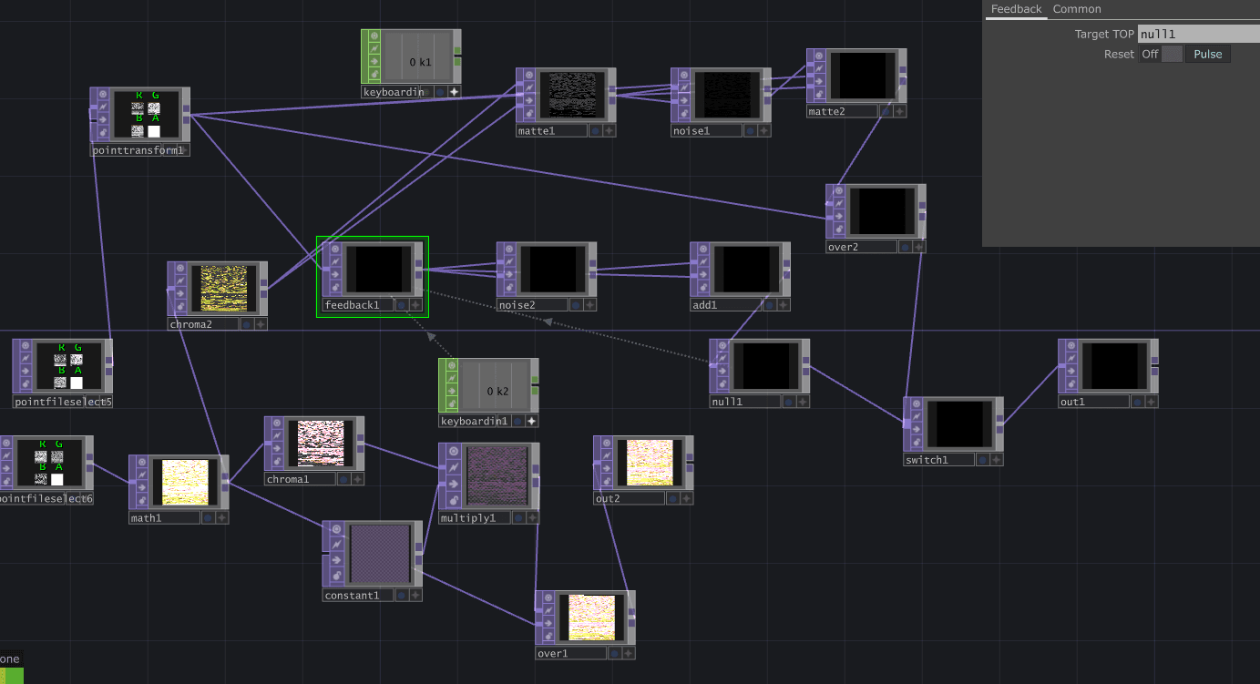 Screen capture of custom point cloud plant component made in TouchDesigner