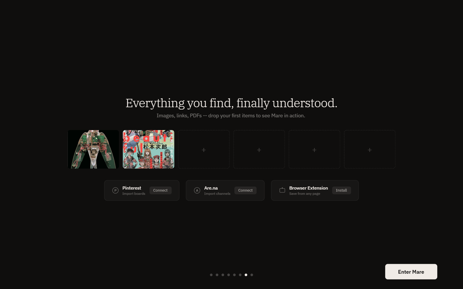 Everything you find, finally understood — drop your first items.